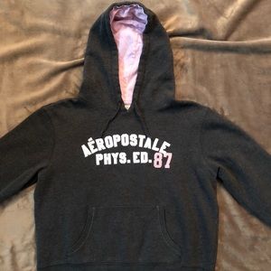 💗 Aeropostale Gray & Pink Hooded Sweatshirt Sz M